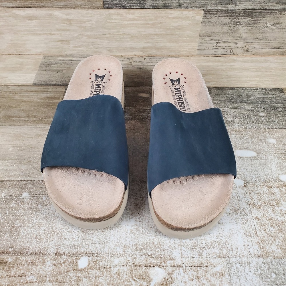Mephisto Navy Blue Slide Sandals - Picture 2 of 10